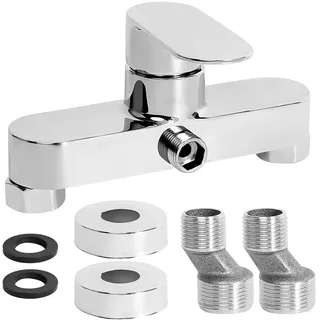 Duscharmatur Einhebelmischer Dusche, Silbrig Mischbatterie Dusche Brausearmatur Armatur Dusche mit G 1⁄2 Auslauf, Chrom-Wasserhahn Dusche mit Keramikventil Kern für Badezimmer