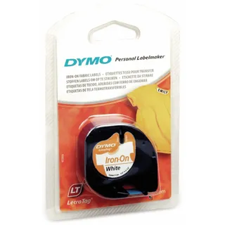 Dymo 930487 LetraTag-Band, aufbügelbares Band 12 mm x 2 m schwarz auf weiß