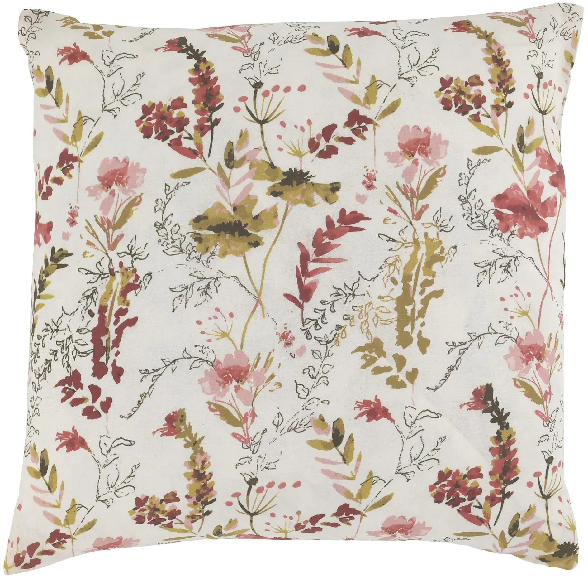 Chic Antique Aix Kissenbezug mit Wildblumen, 50 x 50 cm, pink, creme
