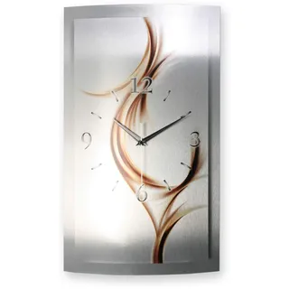 Kreative Feder 3D Designer-Wanduhr Abstrakte Linien in modernem Metallic-Design; leise Funkuhr mit glänzendem Motiv wahlweise in Zwei Größen (Abstrakte Linien, 80x40cm; leises Funkuhrwerk)