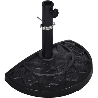 SONLEX Halbrunder Sonnenschirmständer für halbe Sonnenschirme auf schmalen Balkons oder Terrassen, mit Wandanker, Aufnahmehülse mit Reduzierring, 9 kg, schwarz