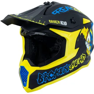Broken Head FreakZone Motocross-Helm Blau-Gelb – Cross-Helm – MX – Quad – Supermoto (L 59-60 cm)