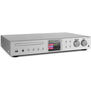 auna iTuner Receiver HiFi - Internet-Radio, FM Radio, DAB+ Receiver, Stereo Receiver, viele Anschlüsse, WiFi, Spotify, UNDOK-App, USB, TFT-Farbdisplay, Silber