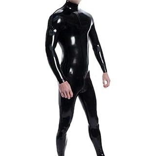 Schwarzer Herren-Catsuit Aus Latex Mit Reißverschluss, Gummi-Latex-Body Mit Reißverschluss Im Schritt, Schwarz,Anpassen,XL