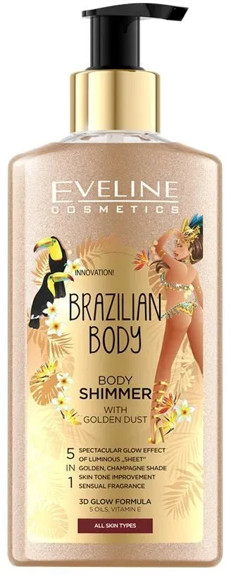 Goldener Body Shimmer mit Glitzerpartikeln