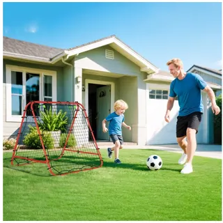 Homcom Fußball Rebounder Kickback Tor Rückprallwand Netz, beidseitiger Rückprall
