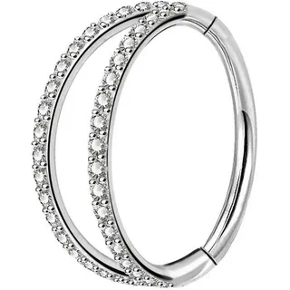 LuxusKollektion Intimpiercing Helix Earrings Hoop Clear CZ Paved Septum Ring Cartilage Jewelry