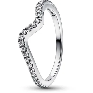 Pandora Funkelnde Welle Ring aus Sterlingsilber mit Zirkonia in der Farbe Silber, 58/18,5
