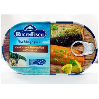 Rügen Fisch Fischkonserve, Rügen Fisch Bücklingsfilets in Rapsöl und eigenem Saft geräuchert 190g