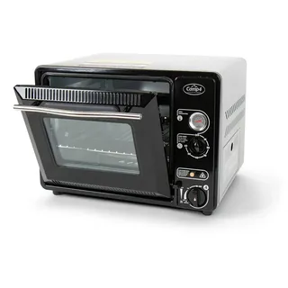 Camp4 Camping Mini-Gasofen für Wohnwagen & Wohnmobil, mobiler Gasbackofen mit Piezo-Zündung, Camping Backofen für Gaskartusche, bis 280 °C, 1,1 kW, 47 x 32,5 x 32,5 cm