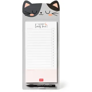 Legami - Magnetischer Notizblock, Vergiss Es Nicht, 11x26 cm, FSC®-Zertifiziertes Papier, 80 g/m2 Papier, Hardcover, Magnetische Basis, Kätzchen Motiv, 60 Abnehmbare Bögen