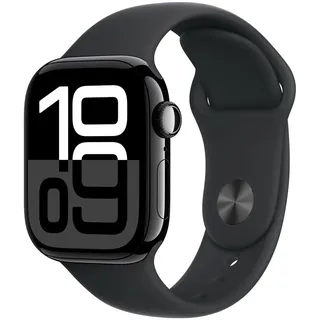 Apple Watch Series 10 GPS + Cellular 42 mm Aluminiumgehäuse diamantschwarz Sportarmband schwarz S/M