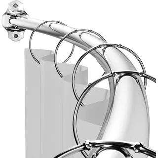 Gebogene Duschvorhangstange, verstellbar, 101,6–182,9 cm, extra breit, gebogene Duschstangen für Badezimmer, rostfreie Duschstange, Premium-Edelstahl, gebogene Gardinenstange für Dusche, Badewanne,