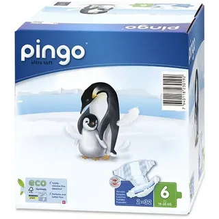Pingo Umweltfreundliche Windeln, hypoallergen, Größe 6 XL (15-30 kg), 2 x 32 Stück