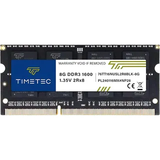 Timetec 8GB DDR3L/DDR3 1600 MHz (DDR3L-1600) PC3L-12800 / PC3-12800 (PC3L-12800S) Non-ECC Ungepuffert 1,35 V/1,5 V CL11 2Rx8 204 Pin SODIMM Laptop Notebook Computer Arbeitsspeicher RAM