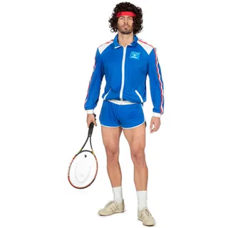 Wilbers & Wilbers 5160-80er Jahre Tennis Outfit, Shorts und Jacke, Karneval Kostüm Herren