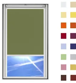 Dachfensterrollo guenstig nach Maß, Stoff Polyester, Farbe dunkelgruen, mit Kassette oder als Springrollo, weitere 120 Farben im Shop