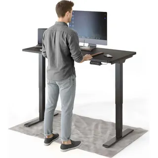 DESKSPACE PRO Plus Elektrisch Höhenverstellbarer Schreibtisch, 120x60 cm Stehpult mit Memory-Funktion, Schwarze Tischplatte, Schwarzes Gestell - Schwarz