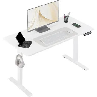 Woltu Schreibtisch Computertisch mit USB-Ladeanschluss, Weiß - Weiß