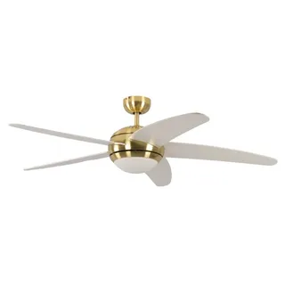 132 cm Deckenventilator messing/weiß mit Licht inkl. Fernbedienung