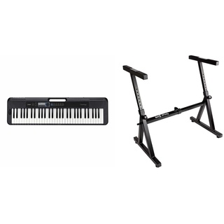 Casio CT-S300 CASIOTONE Keyboard mit 61 anschlagdynamischen Standardtasten und Begleitautomatik & Rockjam Heavy Duty Z-Tastaturständer für digitale Klaviere und elektronische Keyboards - Schwarz