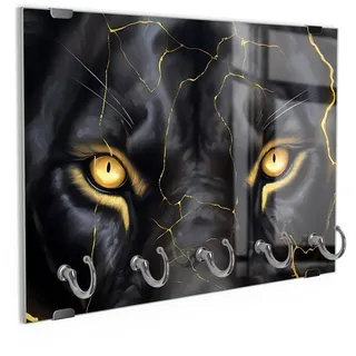 DEQORI Schlüsselbrett 'Blitze in der Mähne', (1 St), Schlüsselhalter Schlüssel Haken Schlüsselboard modern Schlüsselleiste schwarz