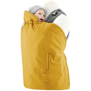 mamalila Babytrage, Softshell Baby Tragecover "Allrounder", Baby Wetterschutz, mit wasserdichter PU-Membran (10.000 mm) gelb