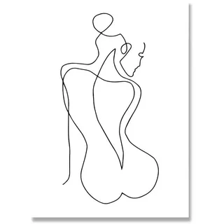 Badezimmer-Wand-Dekor-Leinwand-Malerei Get Naked Sign Canvas Art Poster One Line Sexy Woman Drawing Canvas Picture Painting (Color : A, Size : 40x60cm no frame)