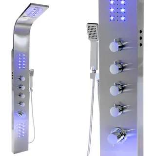 Steinkirch Duschpaneel 9997+ (mit Thermostat) Regendusche Duschkopf Duscharmatur Duschstange mit Regenbrause Handbrause Duschkopfhalterung Duschsystem Wasserfall Dusche