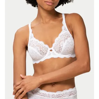Bügel-BH "Amourette 300 W X", Damen, Gr. 100, Cup E, weiß, Spitze, Obermaterial: 73% Polyamid, 20% Elasthan (LYCRA), 7% Baumwolle, unifarben, geblümt, feminin, BHs, Stretch-Spitze