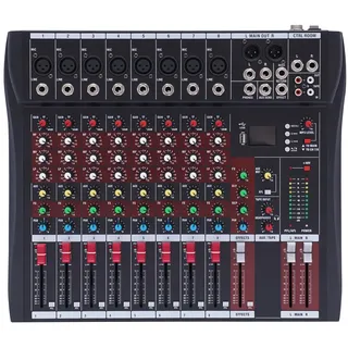 8 Kanal Audio Mixer Professionelles, Bluetooth Sound Mischpult Mit USB Dj, Computerwiedergabe Phantomspeisung für DJ Musiker Club Bar Schwarz