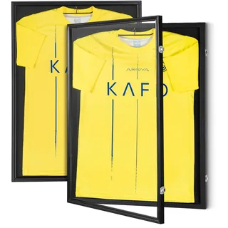 Vevor 2er-Set Trikot-Vitrine 590 x 790 x 40 mm abschließbare Schattenbox für Sporttrikots mit 98 UV-Schutz PC-Glas und Kleiderbügeln für Baseball- Basketball- Football- Hockey-Shirts und Uniformen