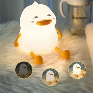 AzulLanse Ente Nachtlicht für Kinder,LED süße Enten Geschenke,Squishy Touch Silikon Tier Kinderzimmer Nachttisch Lampe Gans Geschenke,Dimmer & wiederaufladbar,für Jungen Mädchen Frauen Teenager