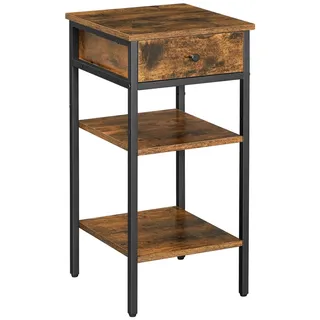 VASAGLE Nachttisch Schublade und 2 Ablagen 35 cm x 35 cm x 70 cm Braun-Schwarz