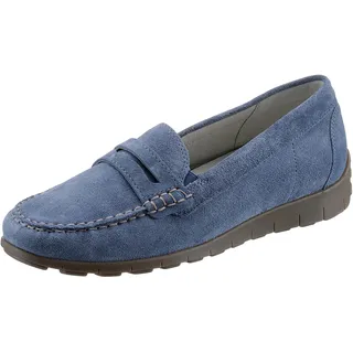 WALDLÄUFER Mokassin »H-LUCY«, Slipper, Freizeitschuh, Halbschuh mit typischer Rahmennaht, H-Weite Gr. 6,5, jeansblau, , 47088425-6,5
