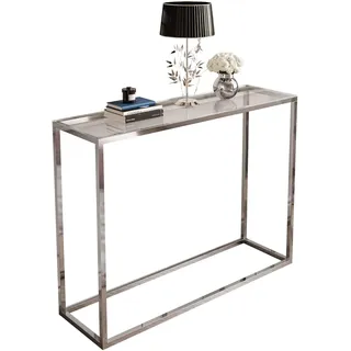 Lookway Konsolentisch MODERN Glass Chrom mit Glasplatte auf chromverchromtem Gestell, Beistelltisch/Flurtisch, 80 oder 100 cm breit (Glastischplatte, Breite: 100 cm)
