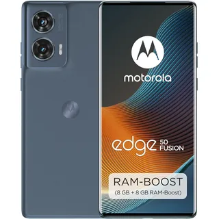 Motorola Moto Edge50 Fusion Smartphone (6,7''-FHD+-pOLED-Display,50-MP-Kamera,8/256 GB,5000 mAh, inkl. 68W-Ladegerät, Android 14) Forest Blue,inkl. Schutzcover+Handyhalterung[Exklusiv bei Amazon]