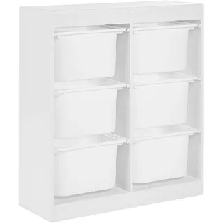 Beliani Regal mit 6 Boxen Weiß Spanplatte Kunststoff Kinderzimmer
