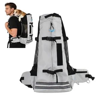 PETCUTE Hundetransportrucksack,Atmungsaktiver Haustier-Rucksack mit Sicherheitsverschluss & Reflektorstreifen, Beine Raus Hunderucksack für kleine Hunde & Katzen,Verstärkter Boden,ideal für Wandern,M