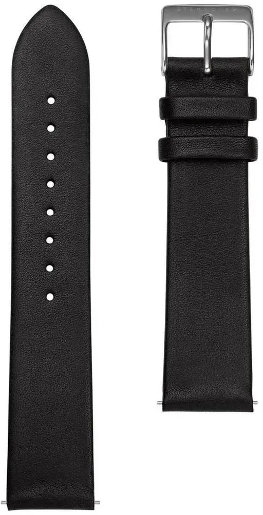 STERNGLAS - STRAP - Lederarmband - premium schwarz - silber poliert / 20 MM