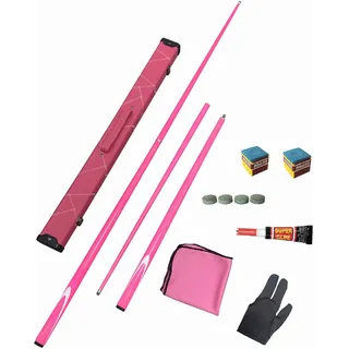 HYQNG Premium-Snooker-Queues, 58-Zoll-Pool-Queue mit Hartschalenetui und 2 Pool-Queue-Kreide, 1/2-gelenkiger Kohlefaser-Billard-Queue-Pool-Queue-Stick für alle Billard-Enthusiasten pink 11.5mm