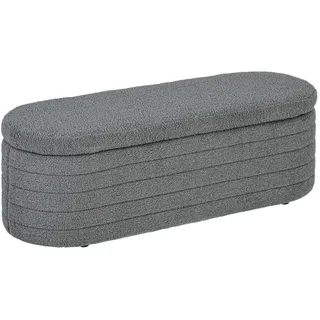 Homcom Sitzbank Polsterbank mit Stauraum, Teddy-Vlies-Optik, Holzbeine, für Schlafzimmer, 116 x 41 x 40,5 cm, Hellgrau