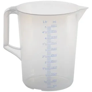 Hünersdorff Messkanne 5.000 ml, PP, 2 Skalen geschlossener Griff, transparent