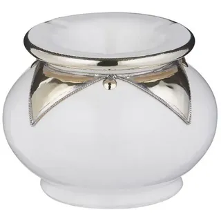 Marrakesch Orient & Mediterran Interior Aschenbecher Marokkanischer Aschenbecher Kanita aus Keramik weiß silber 13 cm Deko, Handarbeit weiß