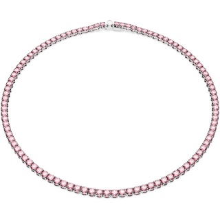 Swarovski Matrix Tennis Halskette, Rundschliff, Rosa, Rhodiniert