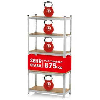 EasyMaxx Schwerlastregal Stahl 180x90x40 cm silber
