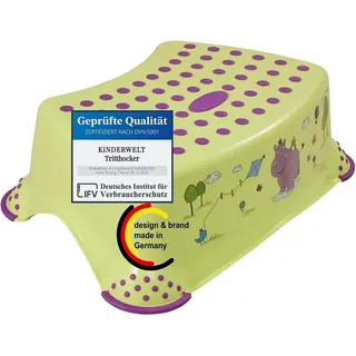 Kinderwelt Premium Tritthocker für Kinder und Babys, Hippo Design in Grün, Tritthocker Stufe für Kleinkinder ab 18 Monaten, abwischbar, rutschfest und BPA-frei