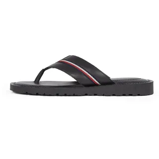 Tommy Hilfiger Herren Flip Flops Core Toe Post aus Leder, Schwarz (Black), 43