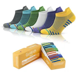 GoWith Low-Cut Ankle Seamless Running Cotton Socks for Women, Summer Casual Tops Fashion Womens Socks, 6 Pairs, Assorted, 2150, Shoe Size: 5-10 - 35-40