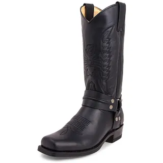 Schwarz,45 EU,Männer Western Cowboy Stiefel Retro Herren Stiefel Bestickte Männer Mittelkalbstiefel - 45 EU